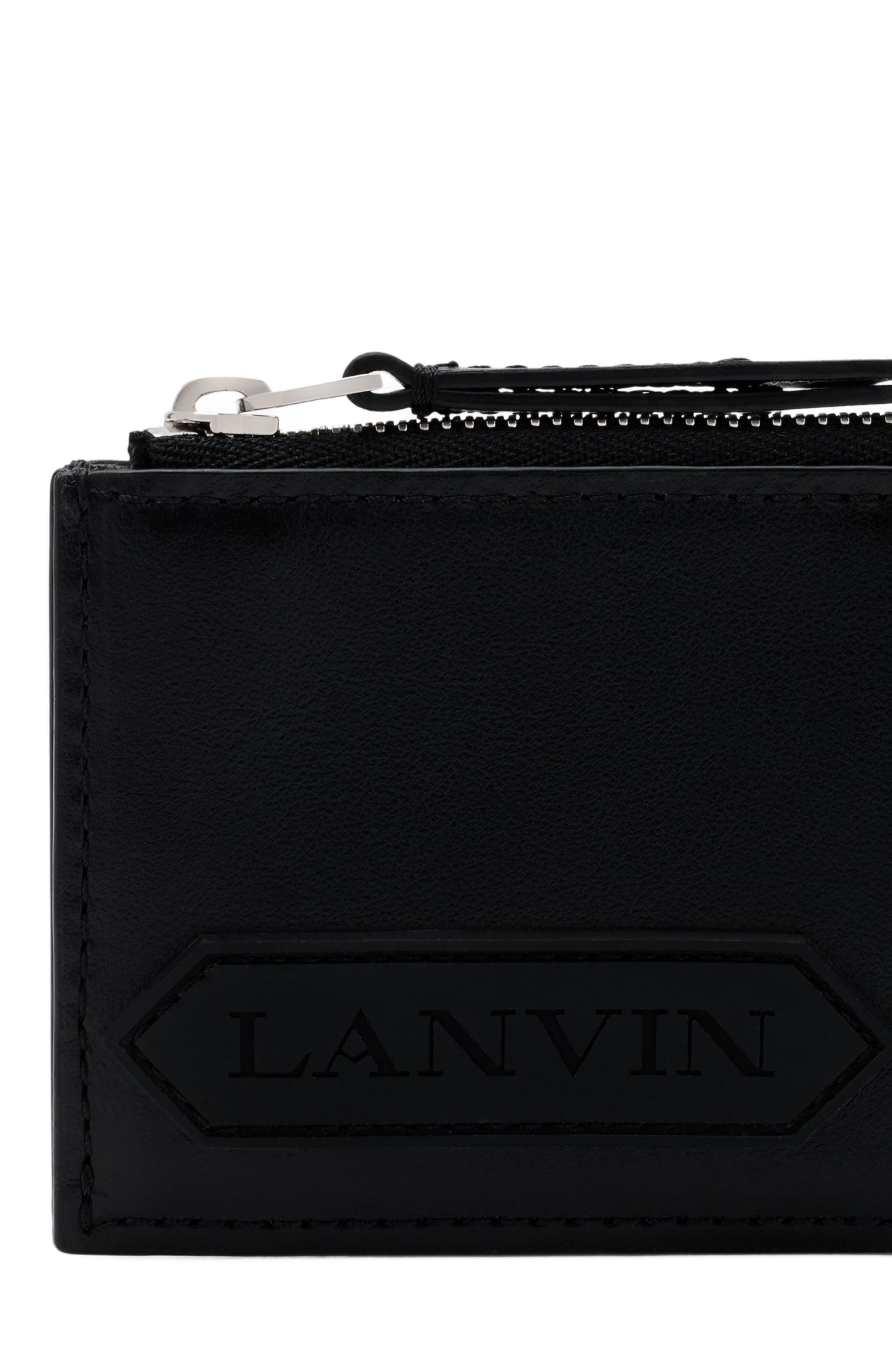 Lanvin SIGNATURE LEATHER CARDHOLDER in Black at Nordstrom - 4