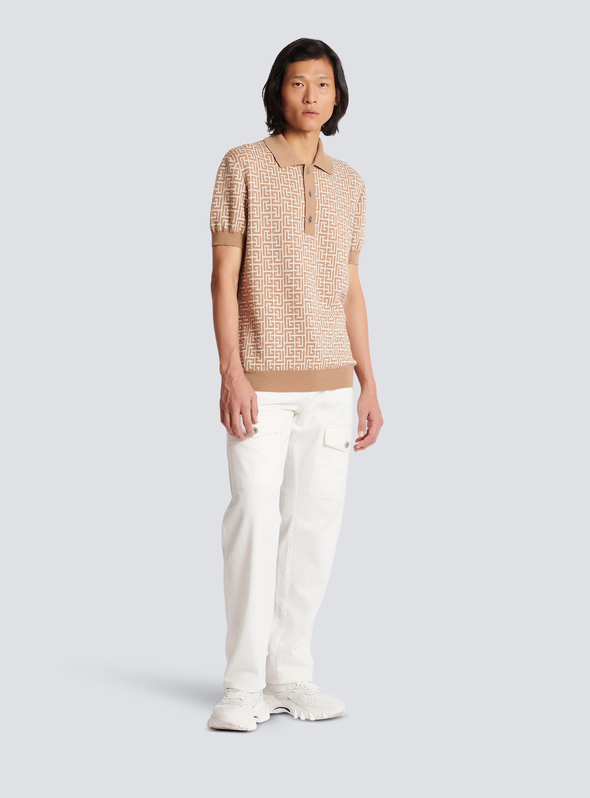 Monogrammed knitted polo shirt - 3