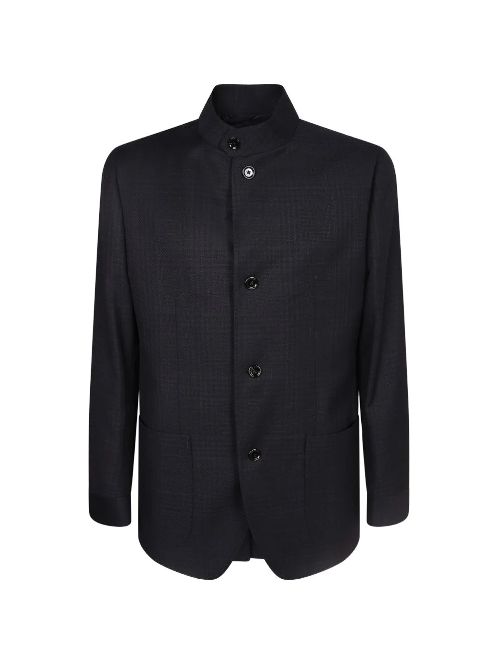 check-pattern mandarin-collar jacket - 1