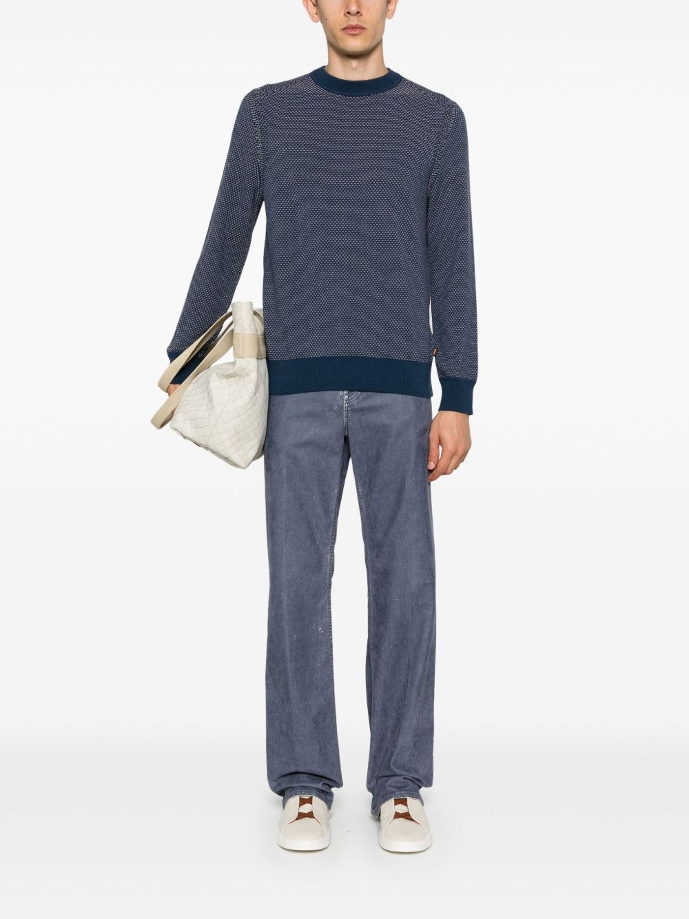 textured-finish long-sleeve jumper - 2