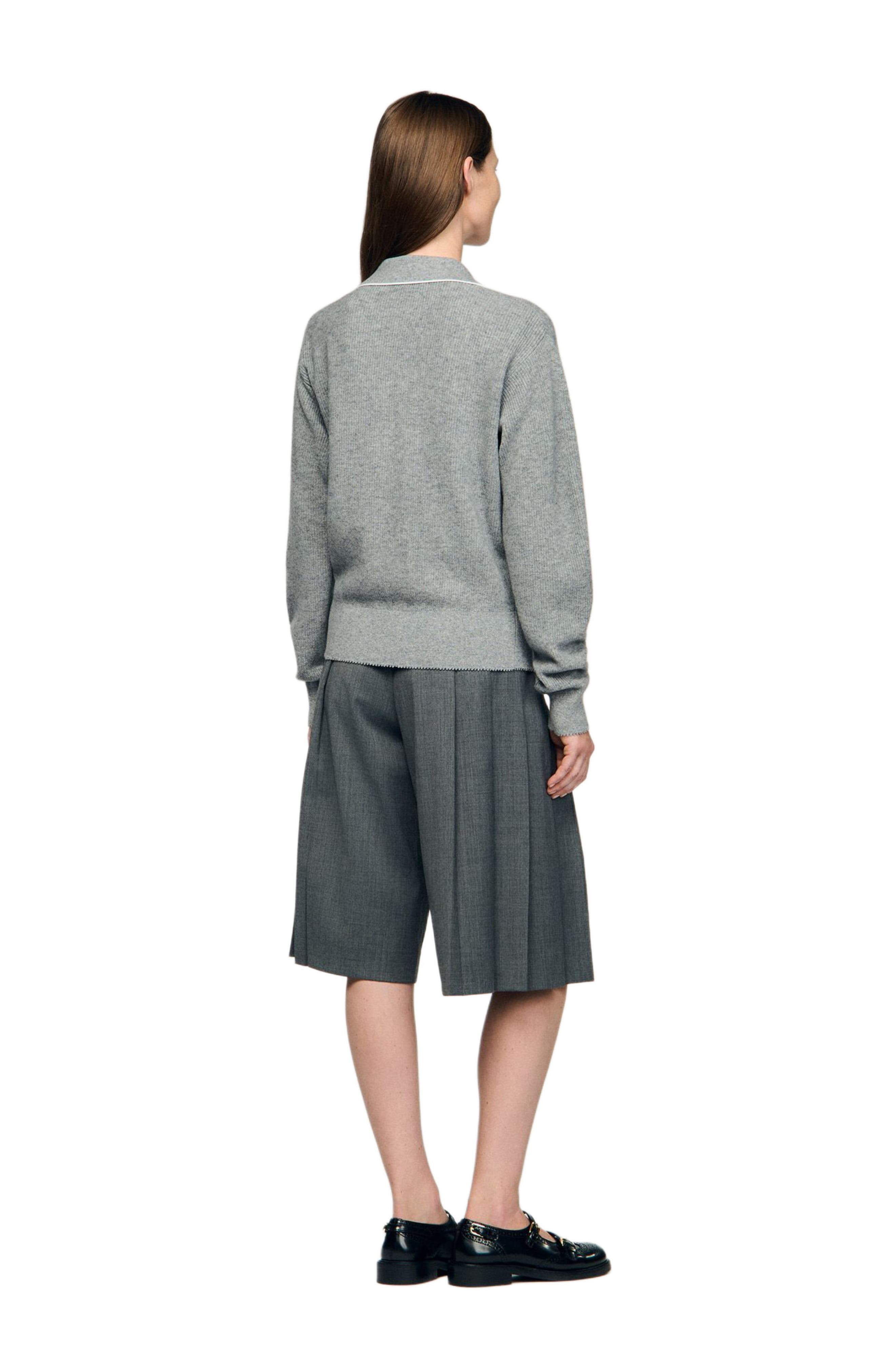 SANDRO Open polo-collar neck sweater in Grey at Nordstrom - 2