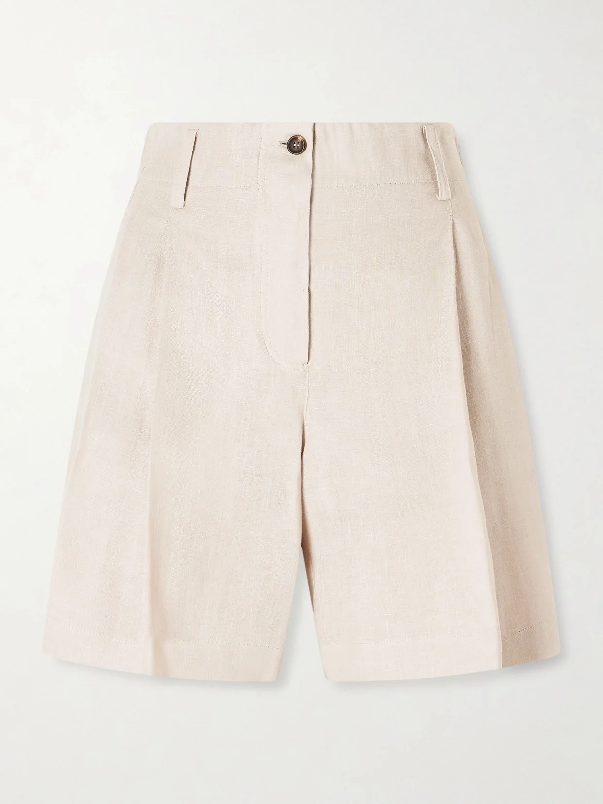 Pleated Linen Shorts - 1