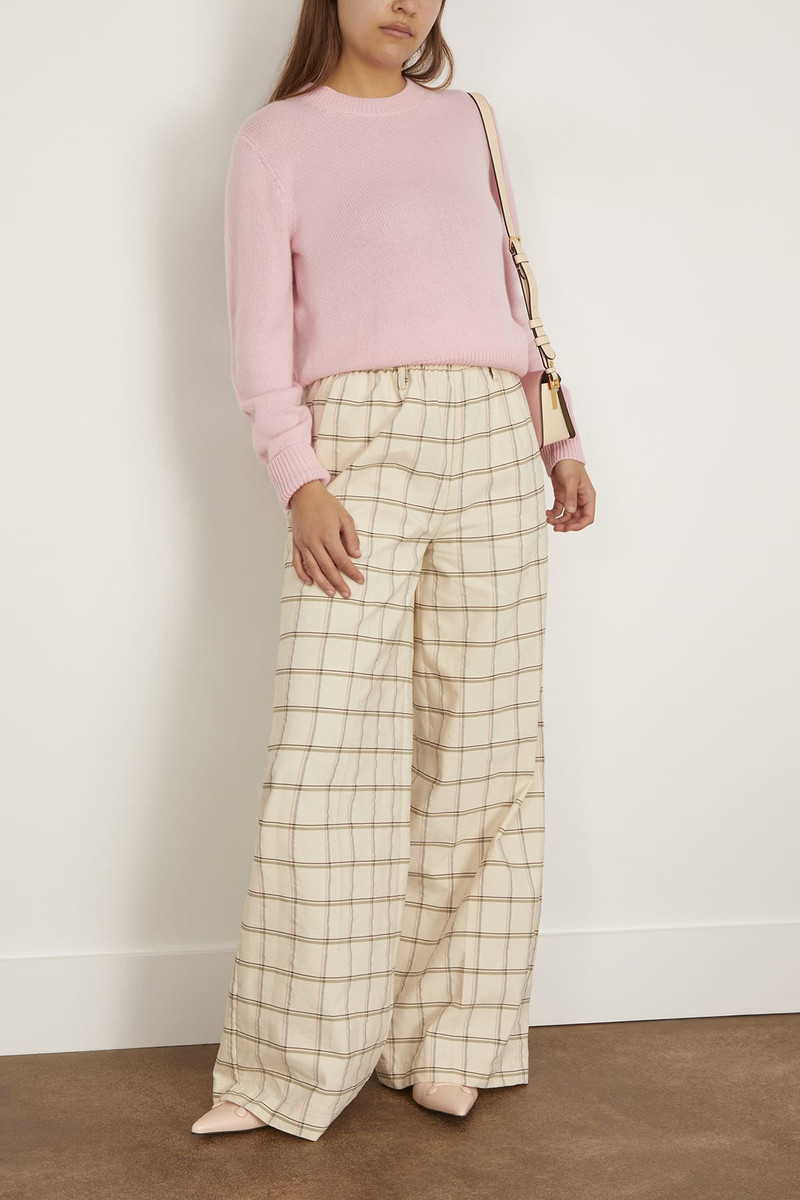 forte_forte Organic Tartan Elasticated Loose Pants in Lattementa outlook