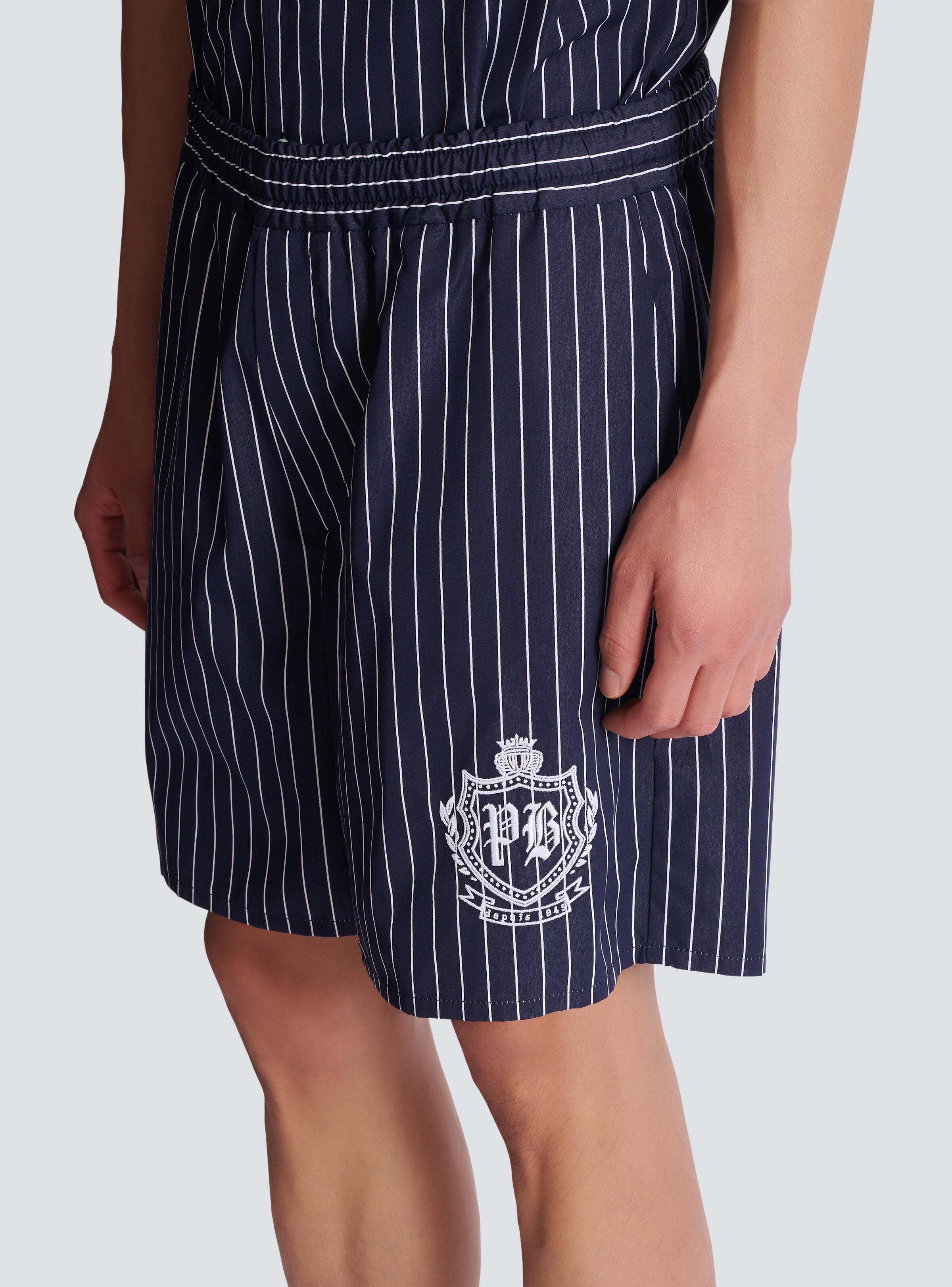 Striped poplin pyjama shorts - 7