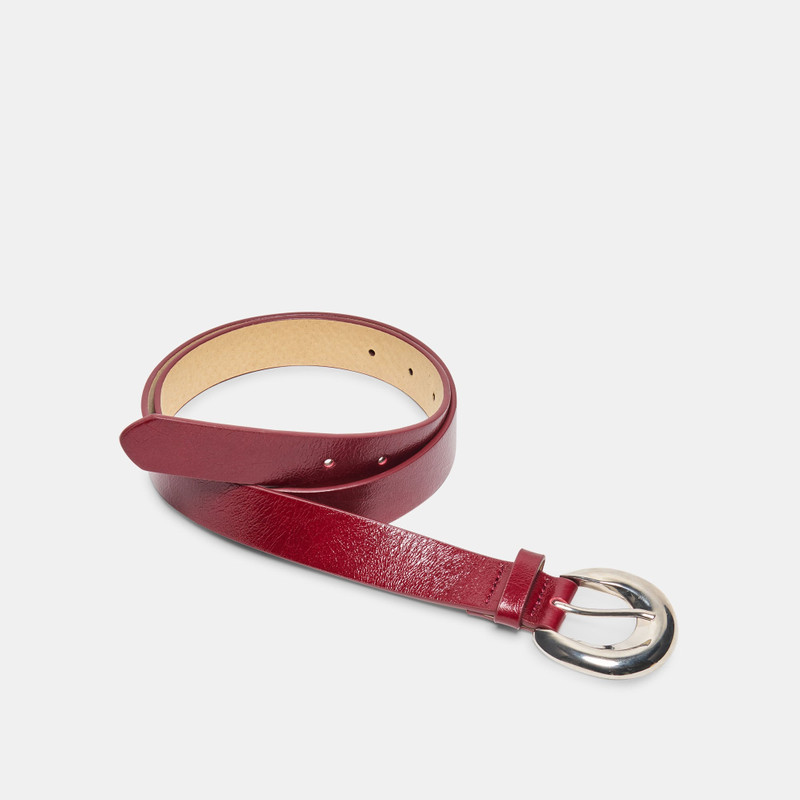 CHUNKY CURVED BUCKLE BELT BURGUNDY 3