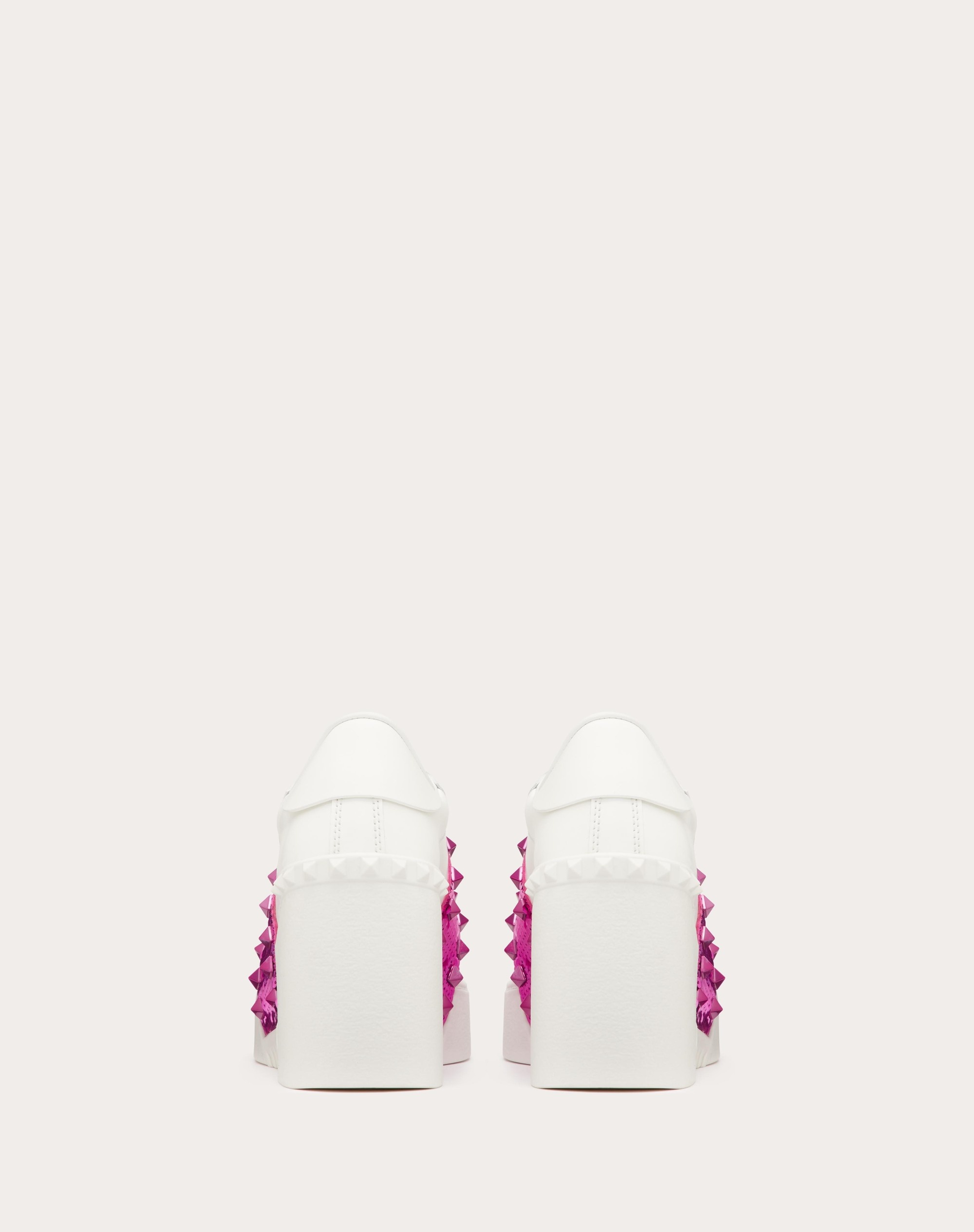 OPEN DISC WEDGE SNEAKER IN CALFSKIN WITH SEQUIN EMBROIDERY 85MM - 3