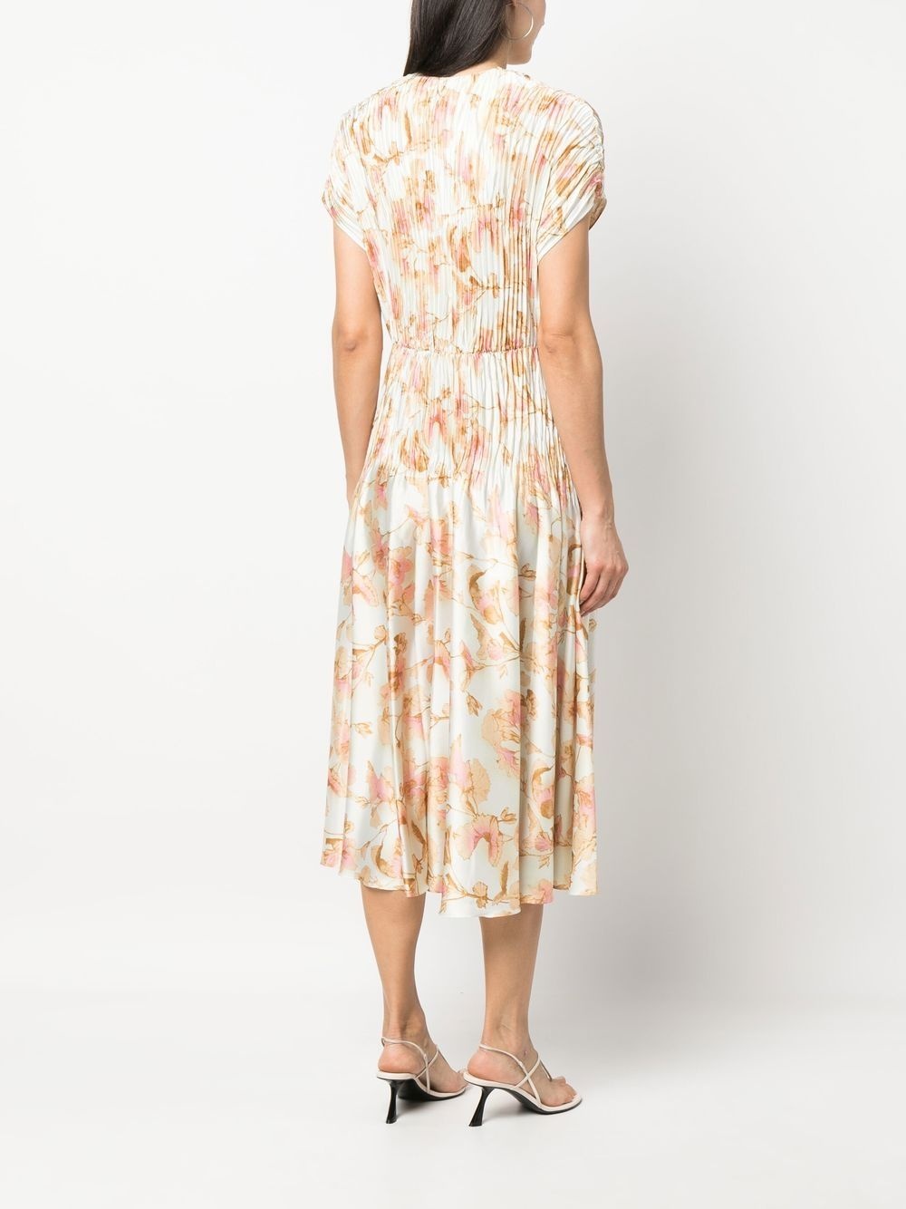 floral-print plissé dress - 4