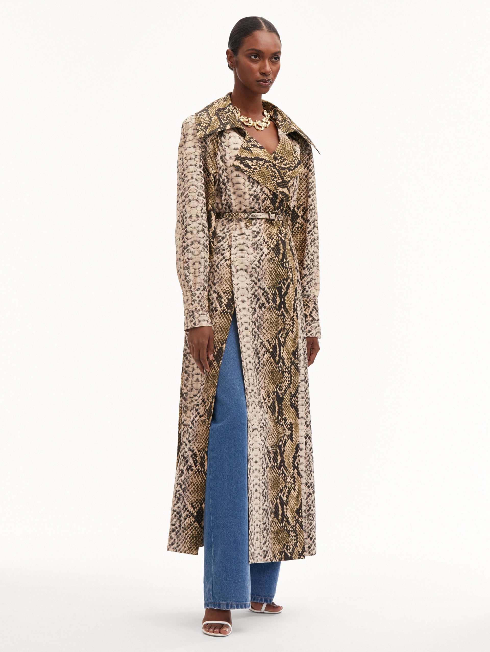 SNAKE COTTON TRENCH COAT - 4