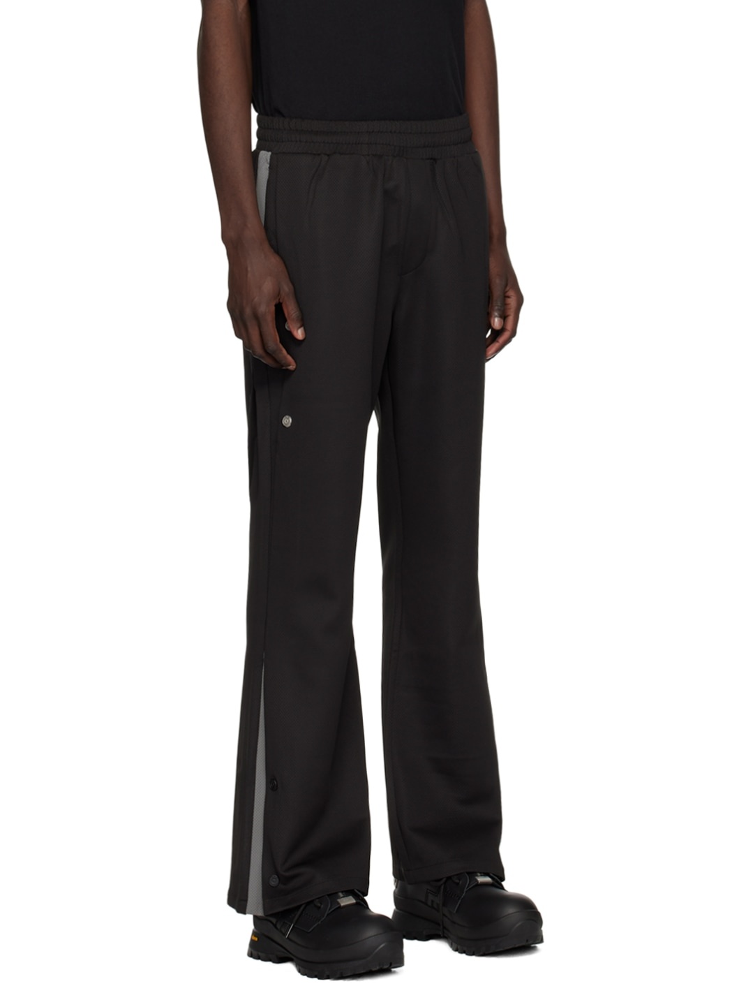 C2H4 Black Paneled Track Pants | REVERSIBLE