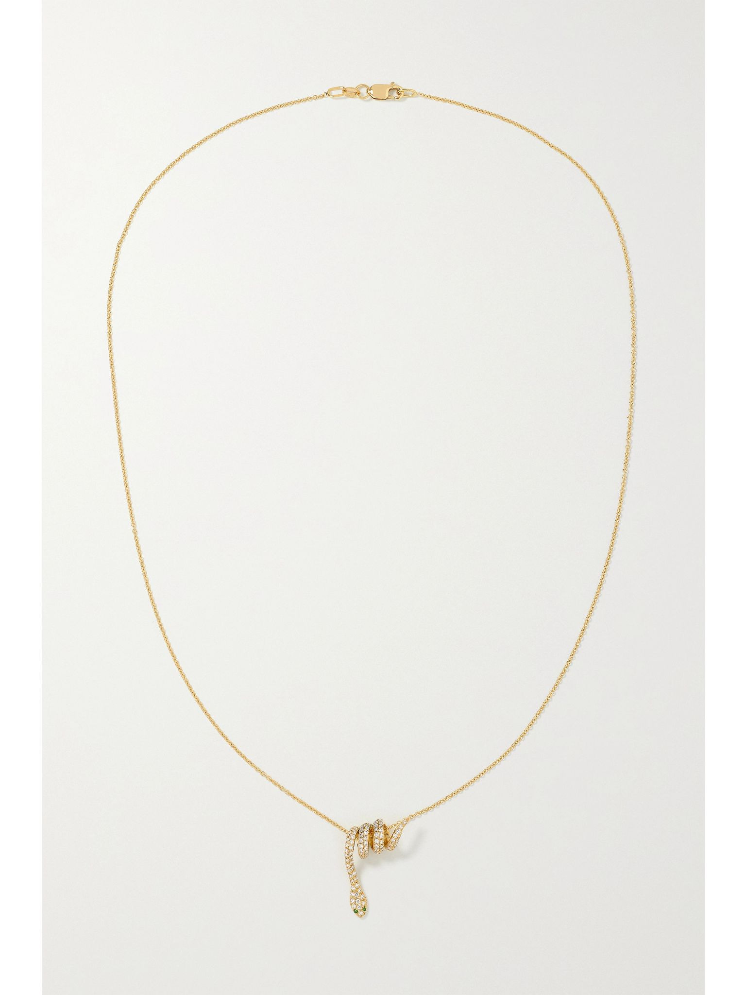 Curled Snake 18-karat gold, diamond and tsavorite necklace Gold - 4