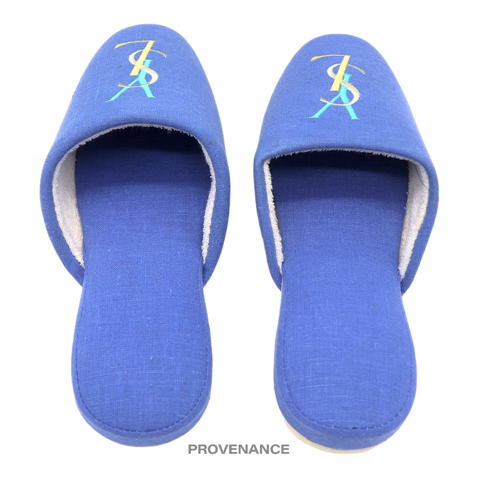 Yves Saint Laurent YSL Logo Slipper - Blue Canvas - 4