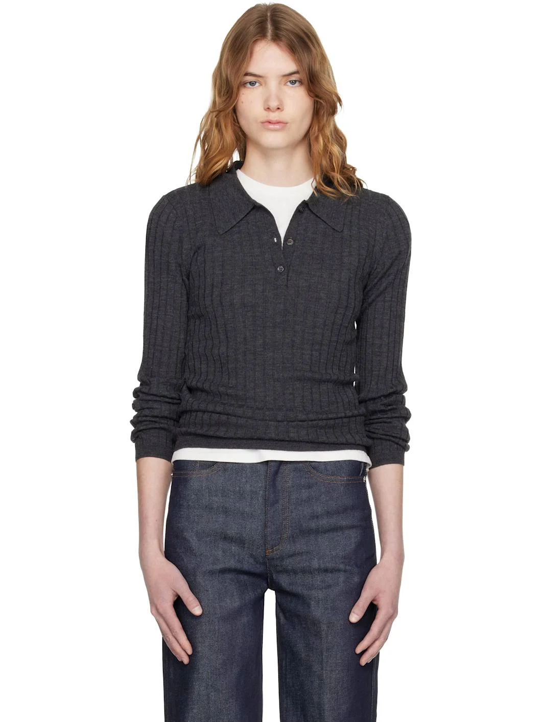 Gray Wool Polo - 1