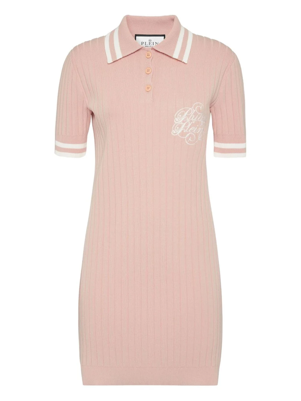 ribbed-knit polo dress - 1