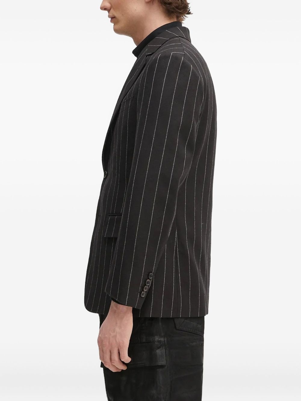 pinstripe single-breasted blazer - 3