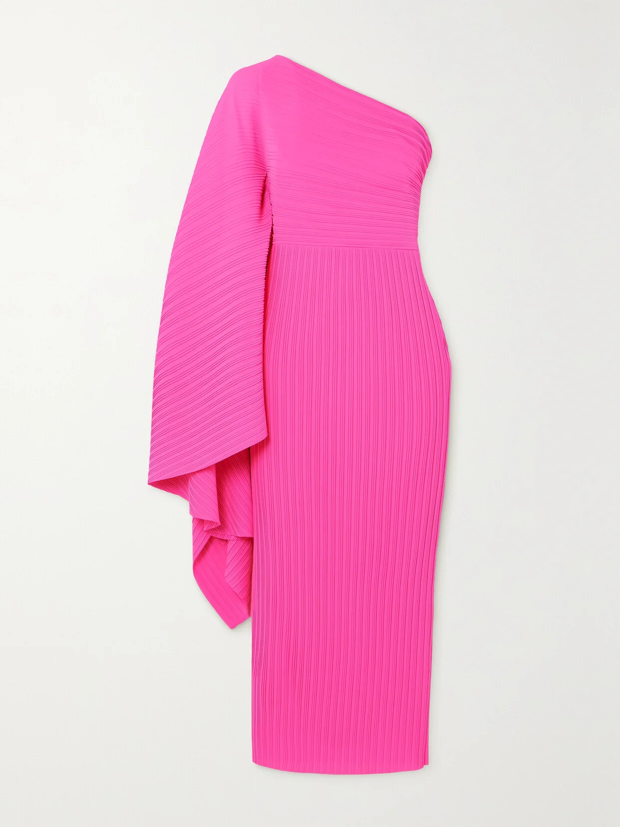 Lenna One-sleeve Draped Plissé-chiffon Midi Dress - 1