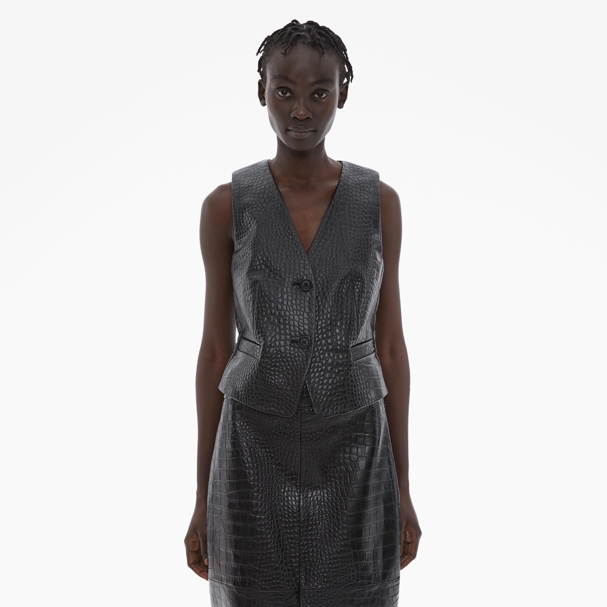 EMBOSSED LEATHER TUXEDO VEST - 3