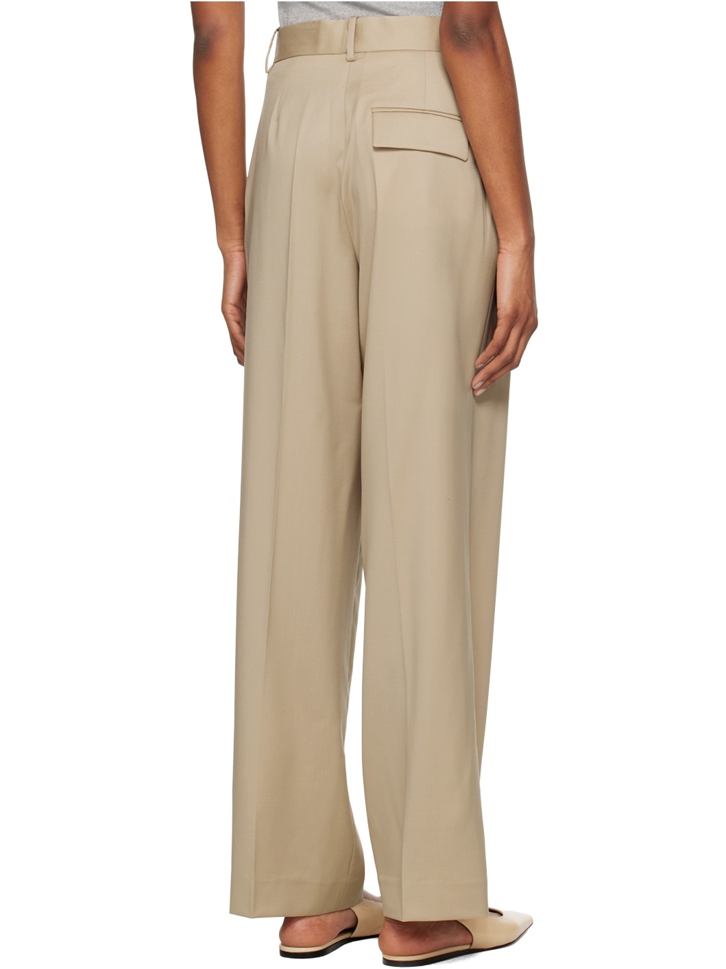 Beige Pleated Trousers - 3