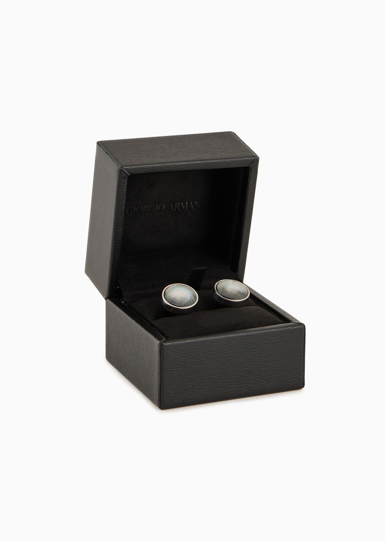 Sterling silver and mother of pearl round cufflinks - 4