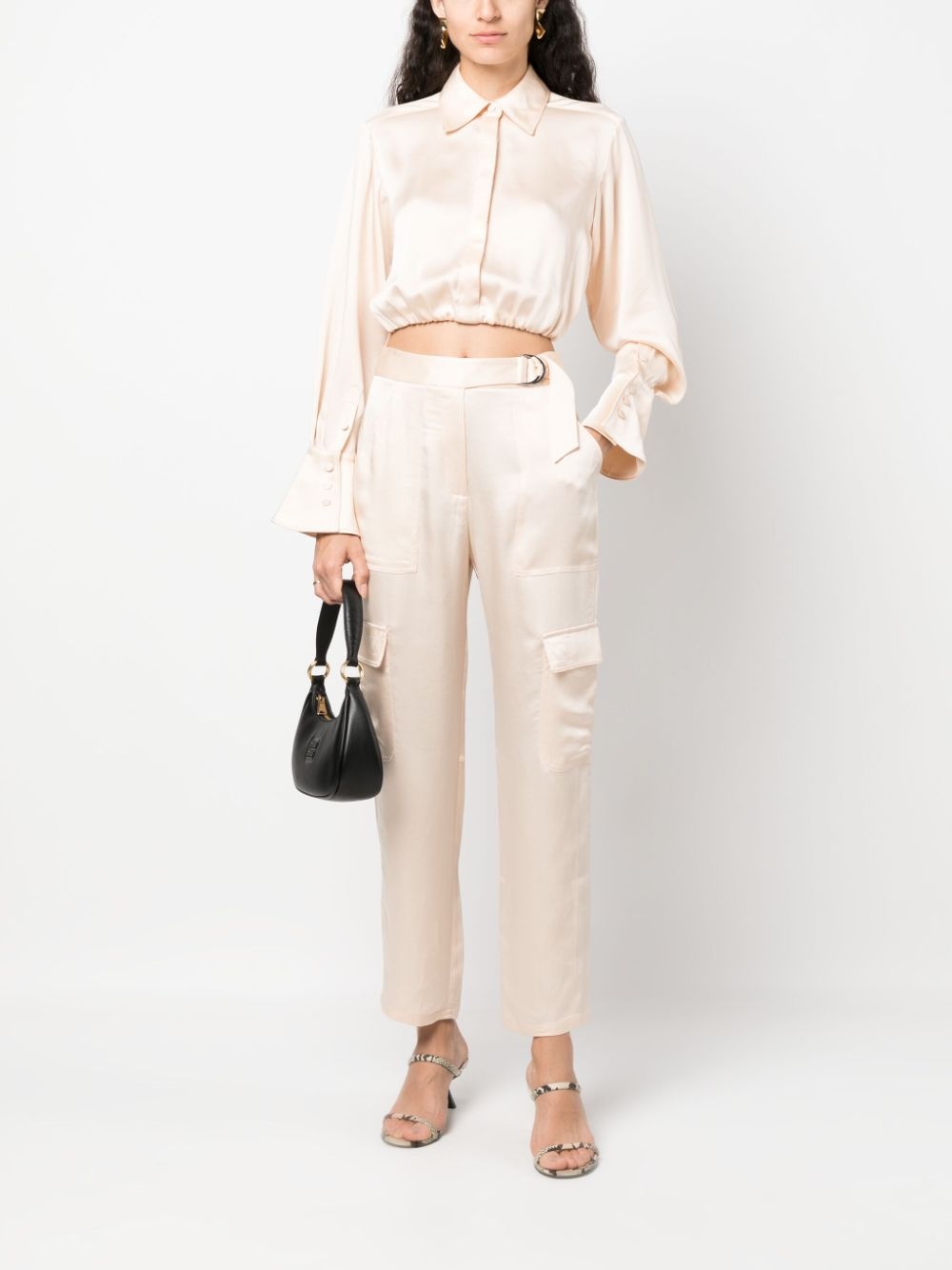 satin-finish cropped trousers - 2