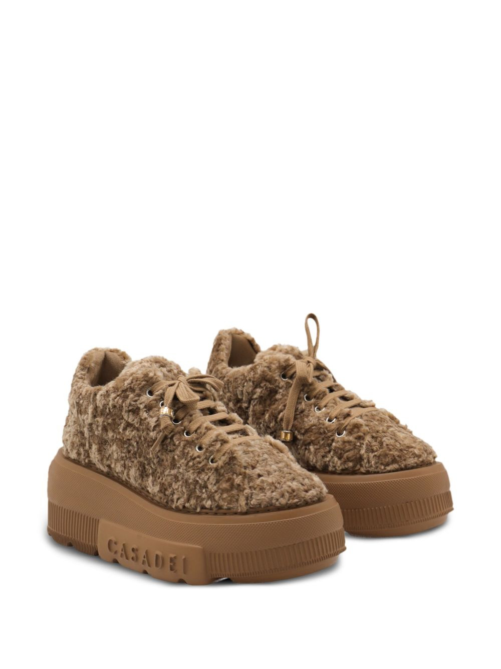 platform shearling trainers - 4