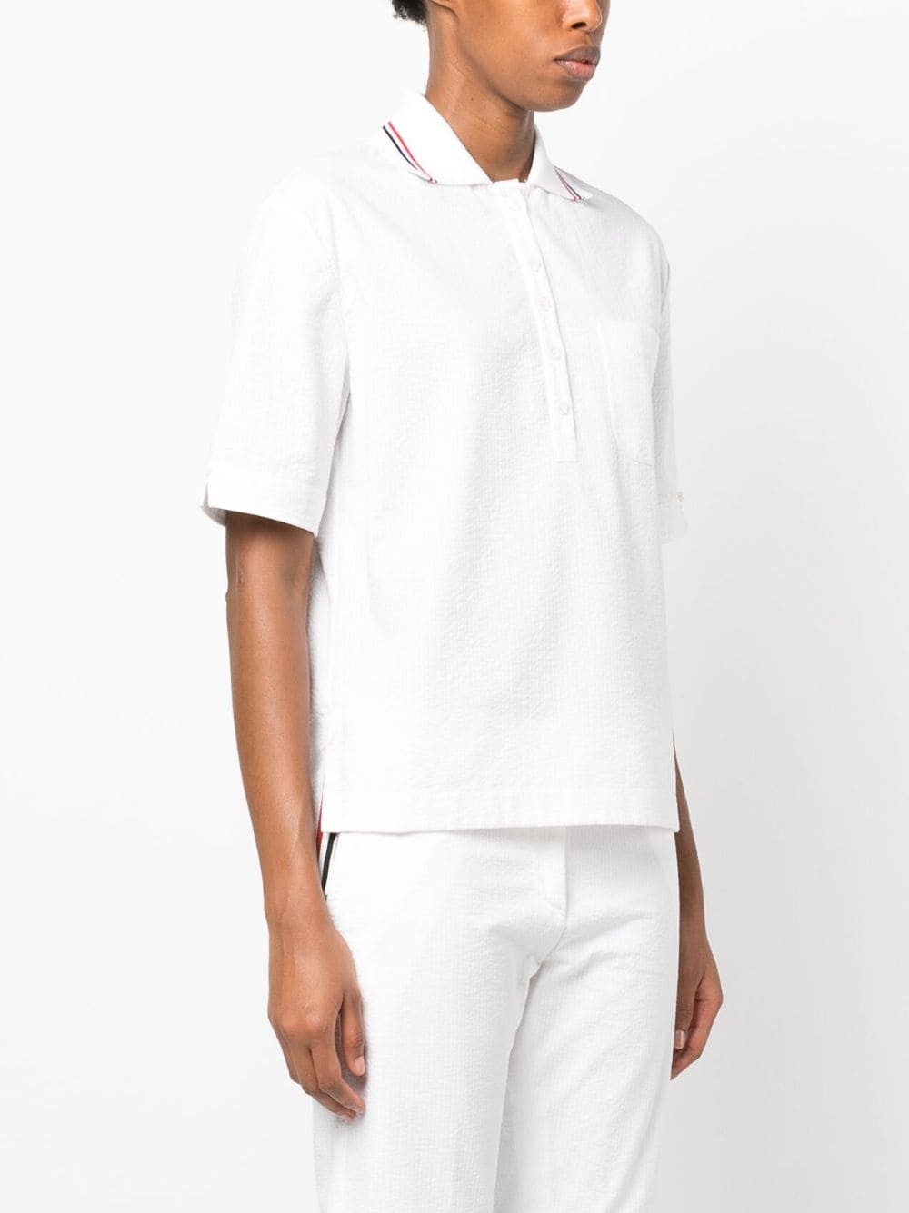 RWB-stripe seersucker polo top - 3