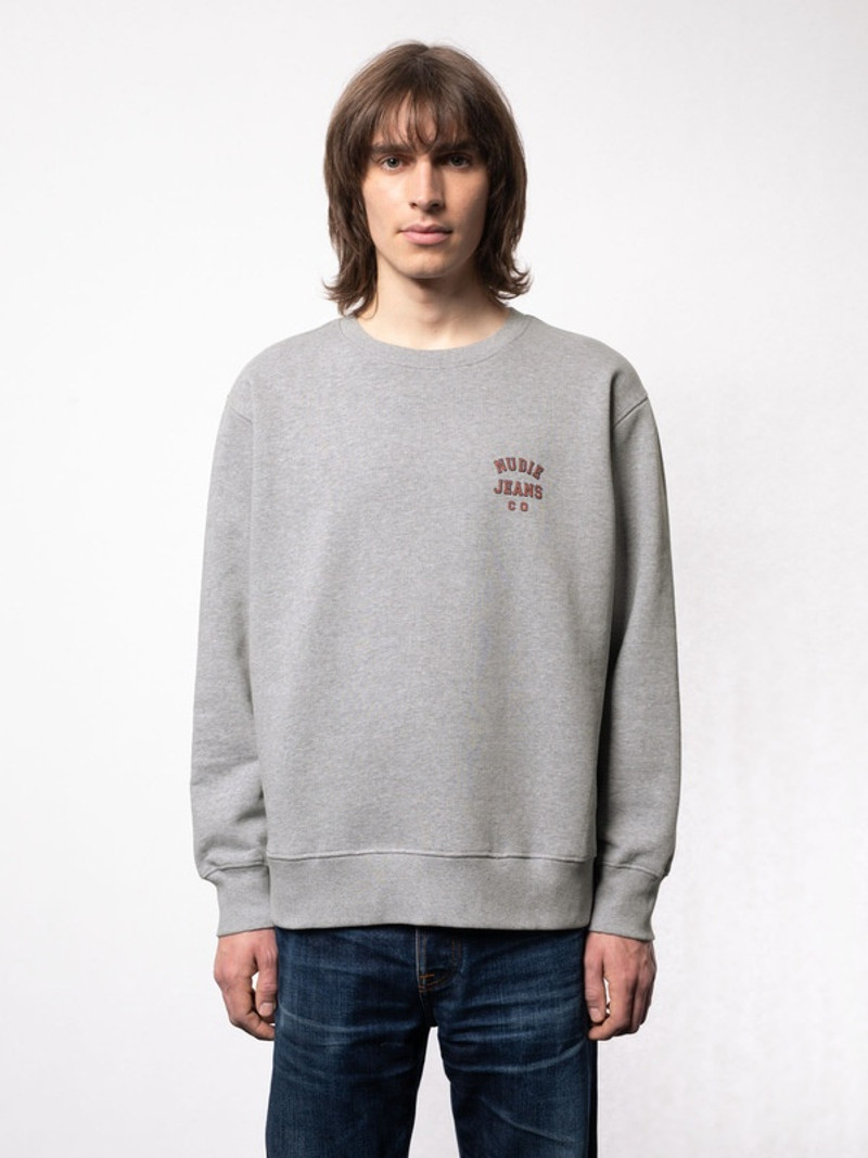 Nudie Jeans Frasse Logo Sweatshirt Greymelange outlook