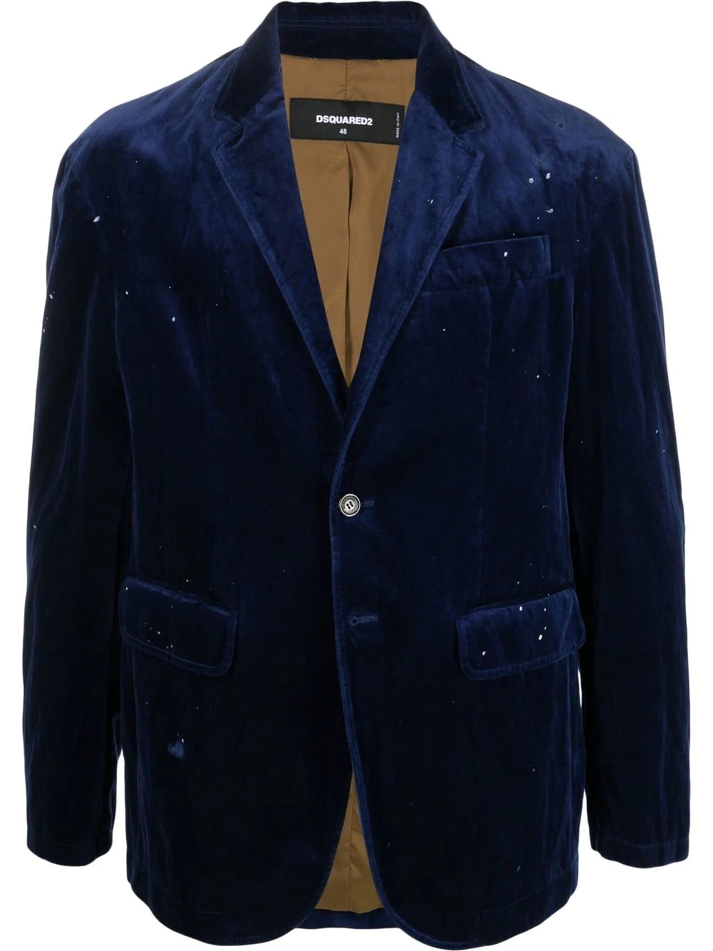 velvet-effect single-breasted blazer - 1