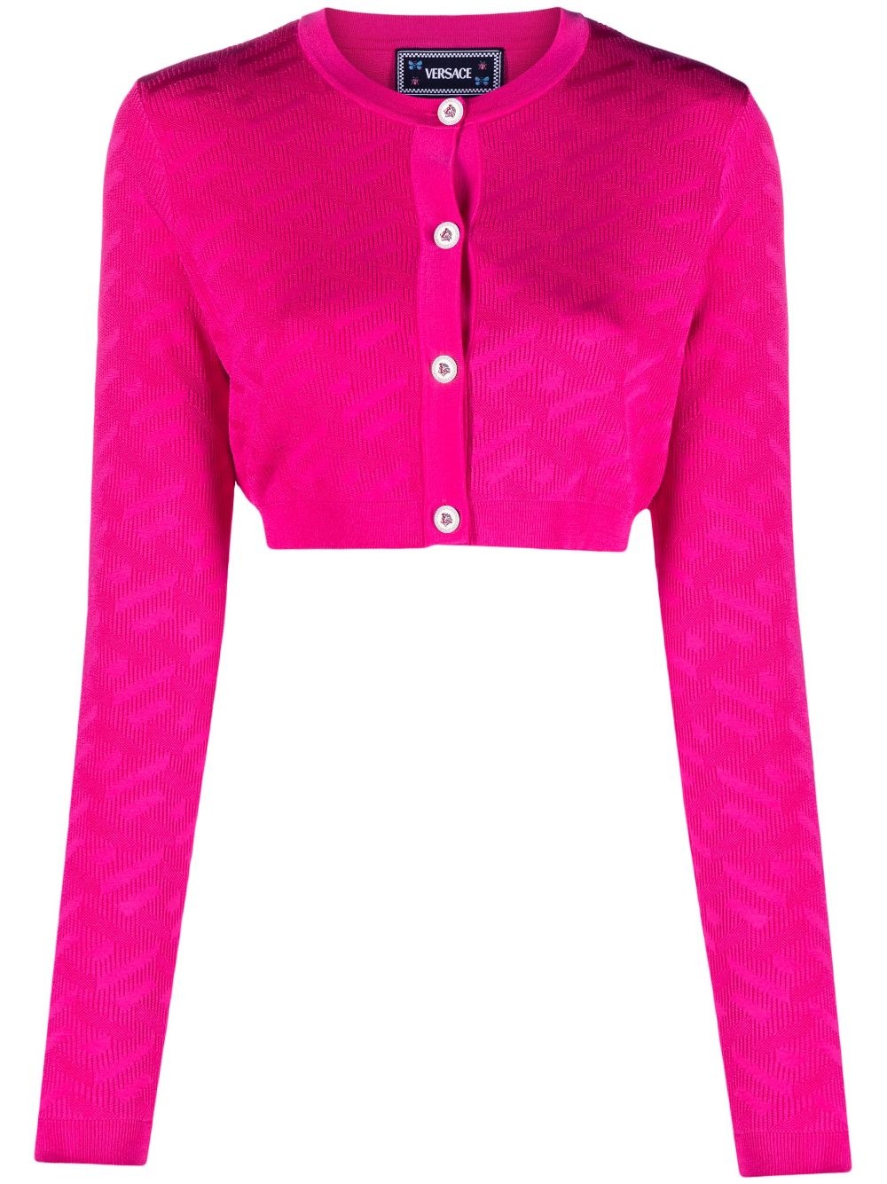 La Greca-jacquard cropped cardigan - 1