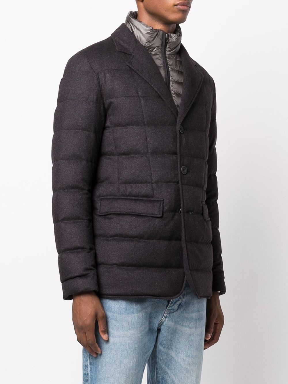 padded button-up down jacket - 3