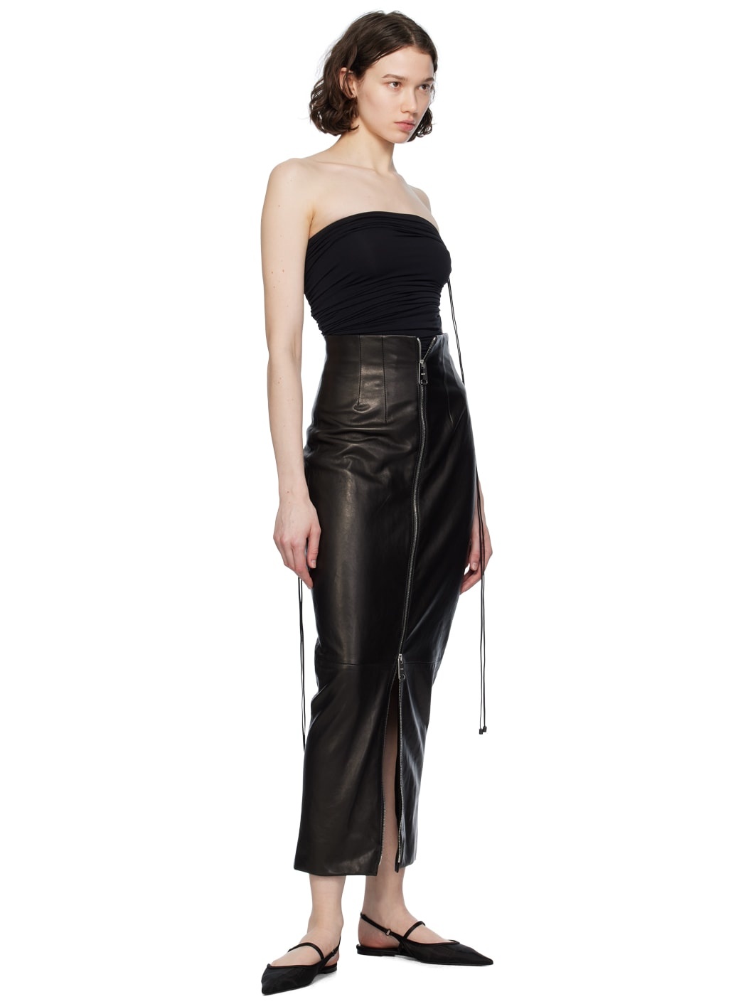 Black Fatal Draping Bodysuit - 5