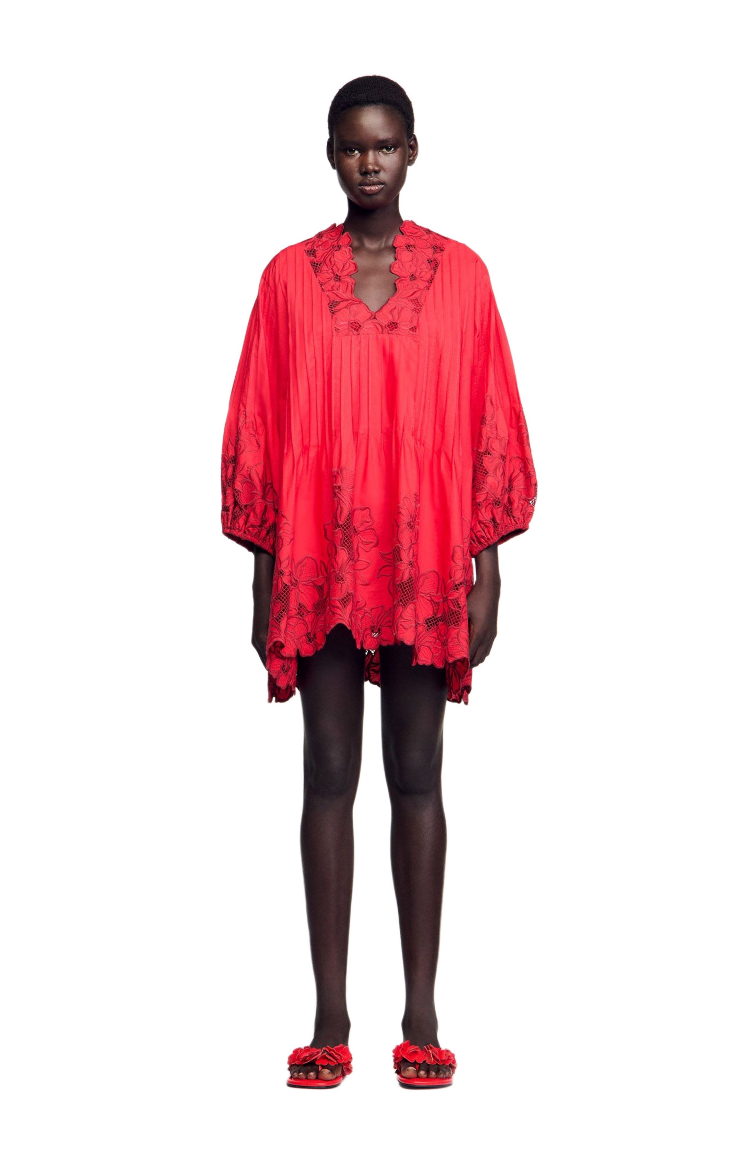 SANDRO Short dress with floral details in Red at Nordstrom - 3