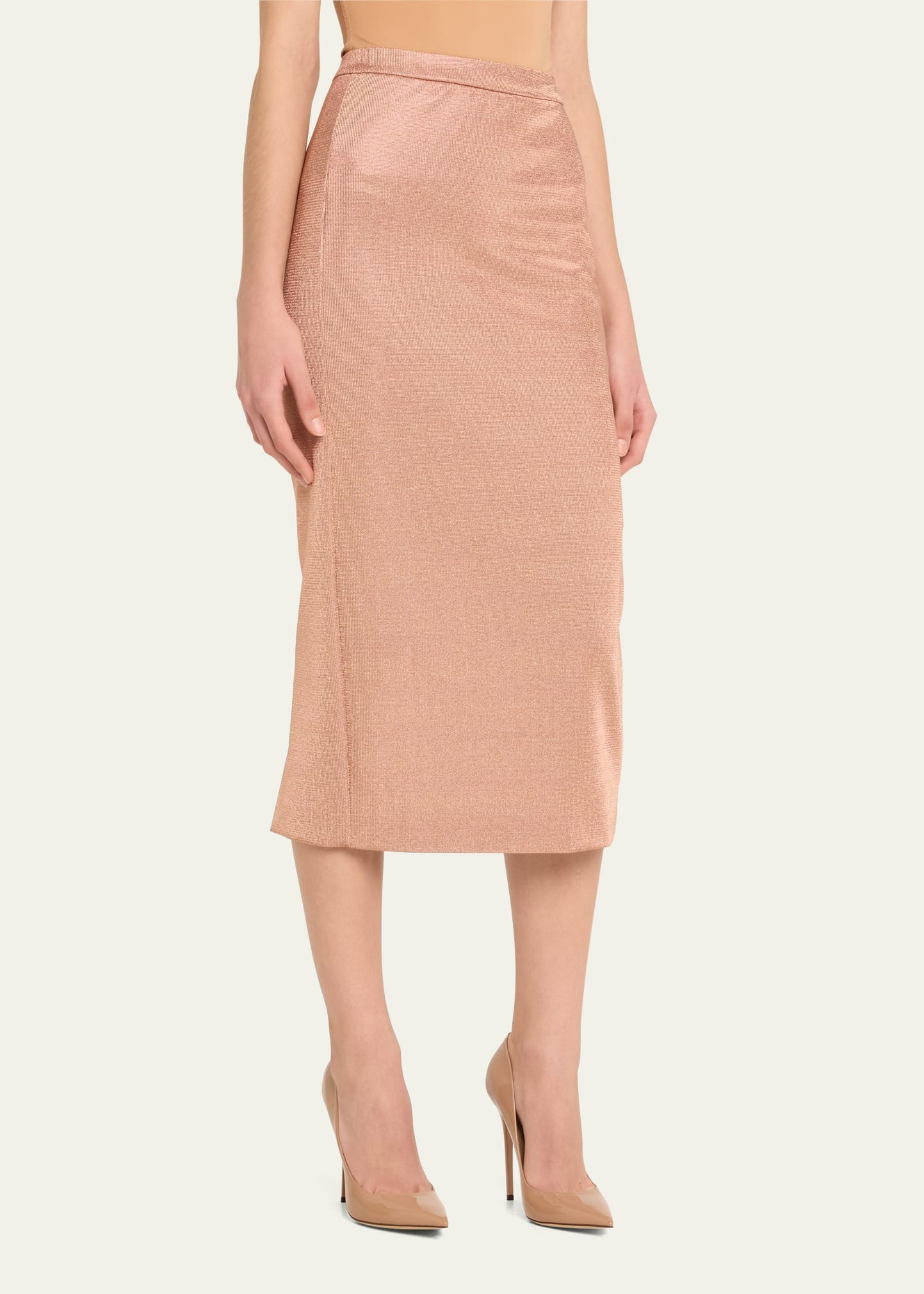 Lurex Bonded Jersey Pencil Skirt - 4