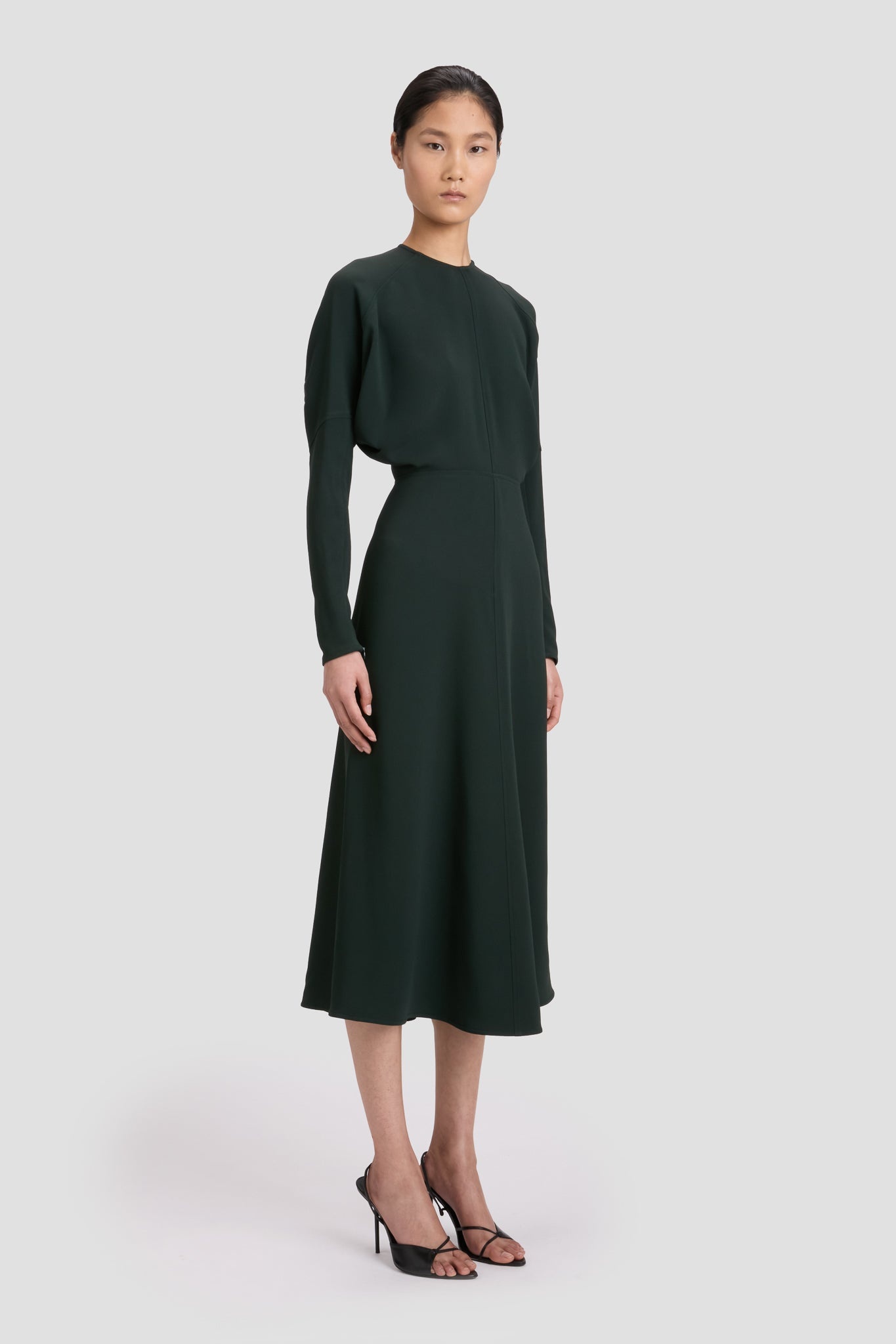 Dolman Midi Dress In Dark Pine - 3