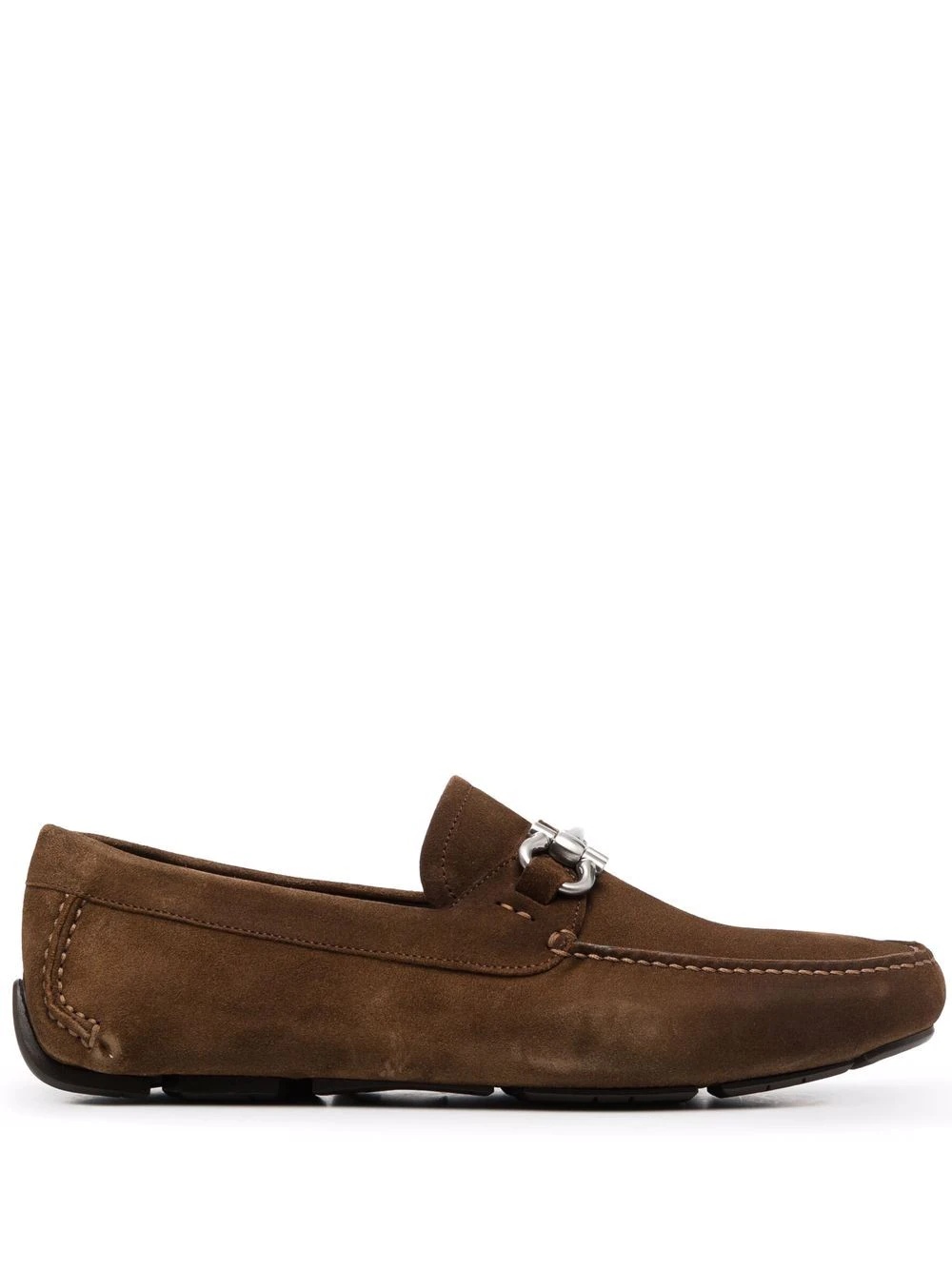 Gancini plaque suede loafers - 1