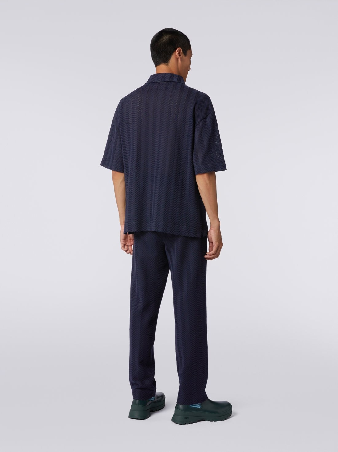 Cotton and viscose short-sleeved polo shirt with zip - 4
