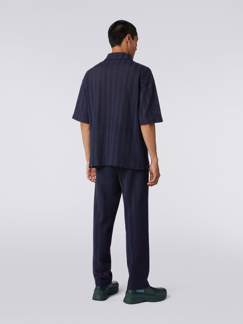 Cotton and viscose short-sleeved polo shirt with zip 4