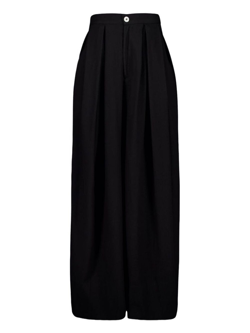 pleated-front cotton trousers 1