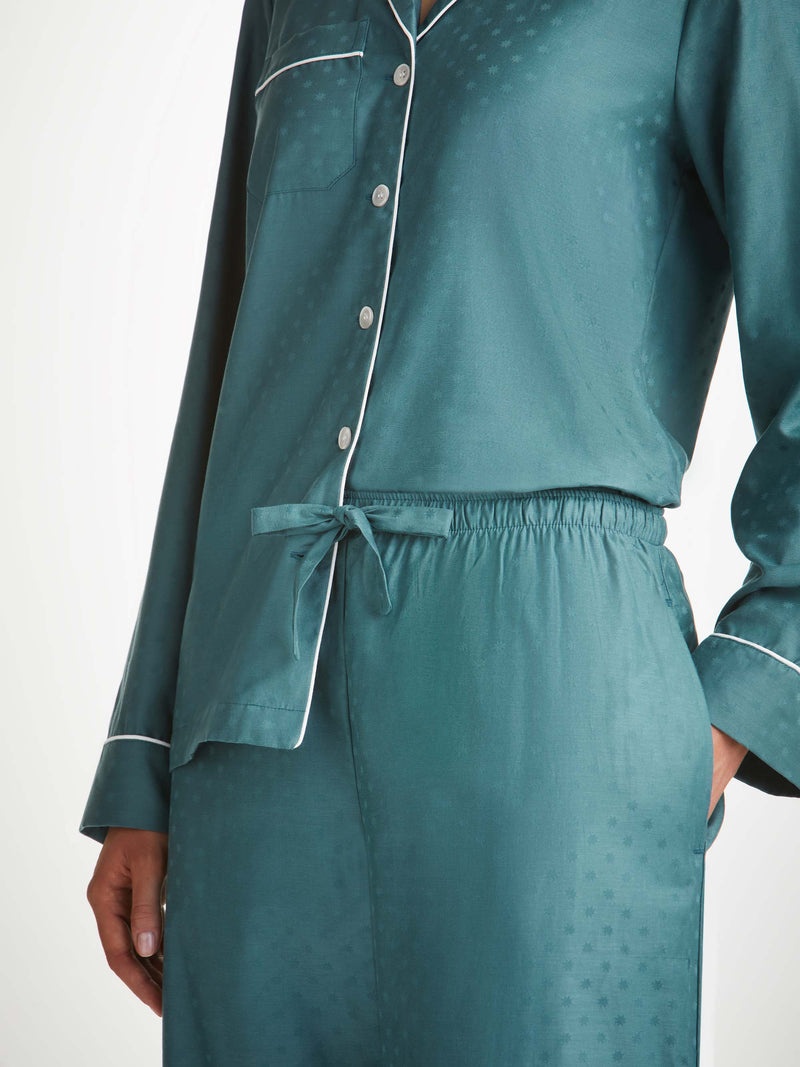 Women's Pyjamas Kate 9 Cotton Jacquard Teal - 5
