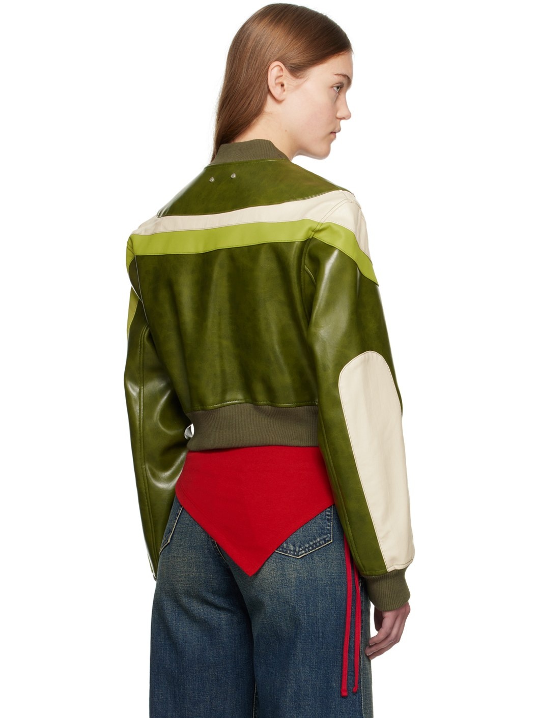 Green & Beige Lilu Bomber Jacket - 3