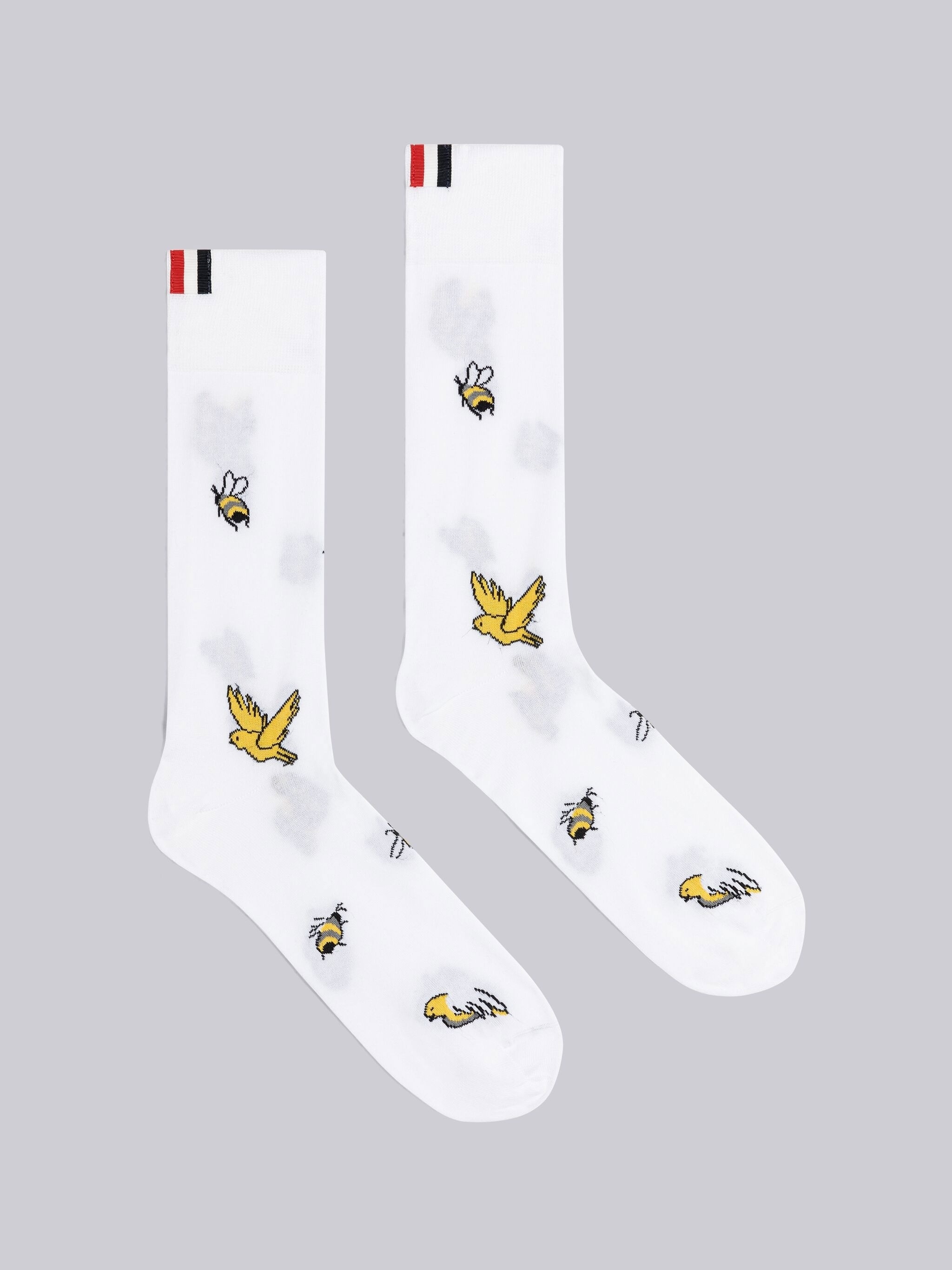 Mercerized Cotton Birds and Bees Mid Calf Socks - 1