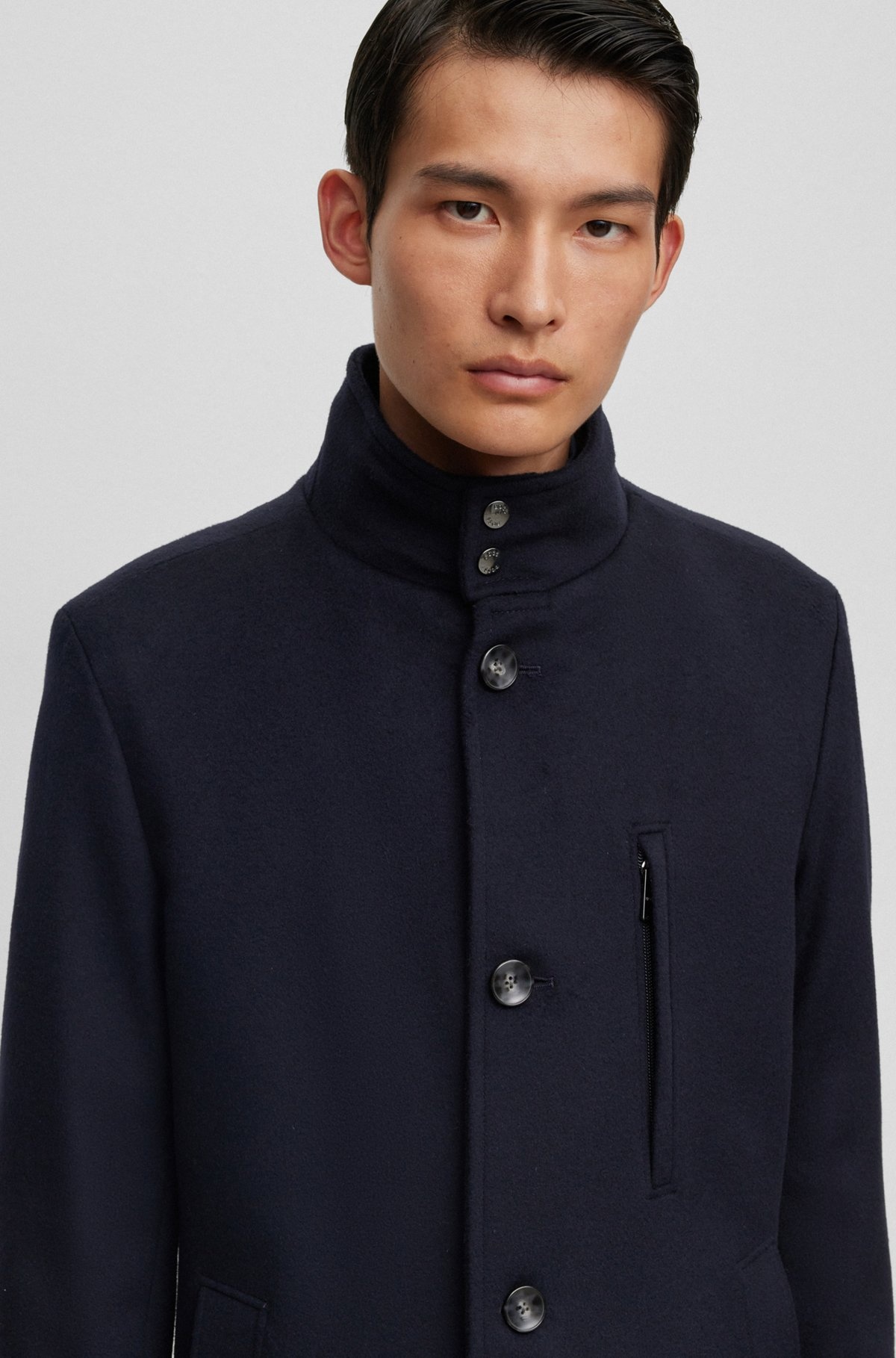 SLIM-FIT FORMAL COAT IN VIRGIN WOOL AND CASHMERE - 3