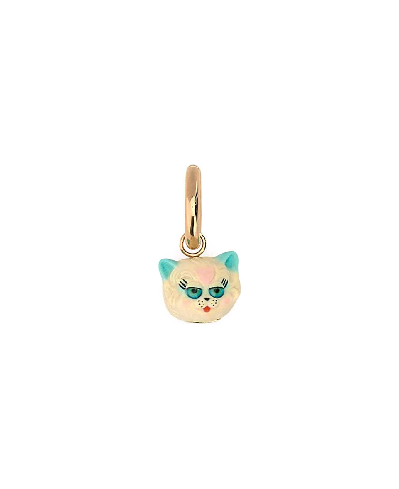 Multicolor Metal And Nylon Le Chat De La Maison Earring - 1