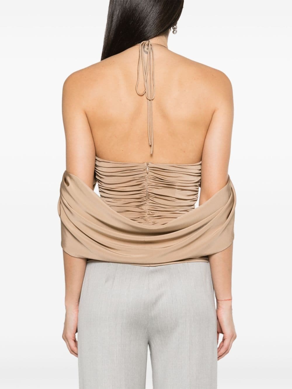 draped floral-appliquÃ© halterneck top - 8