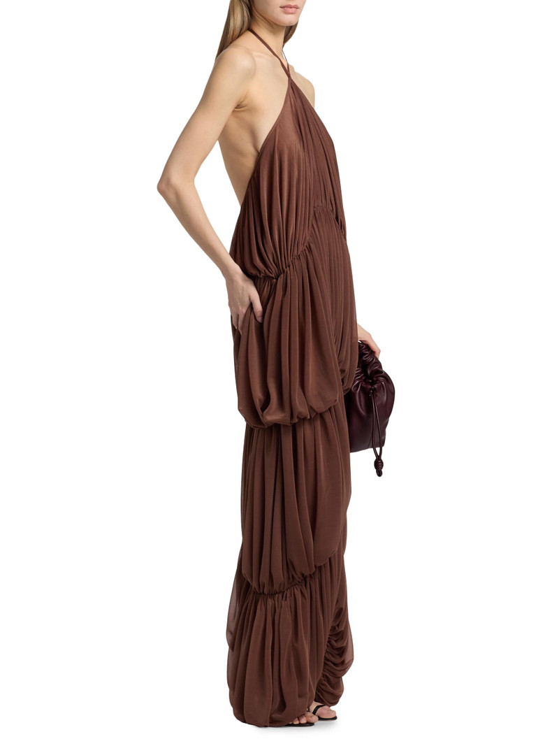 Women's Bia Pleated Tiered Balloon Halterneck Maxi Dress - Tobacco 4