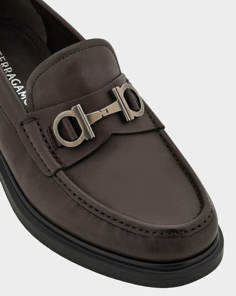 FERRAGAMO Tobias Gancini Leather Loafers outlook