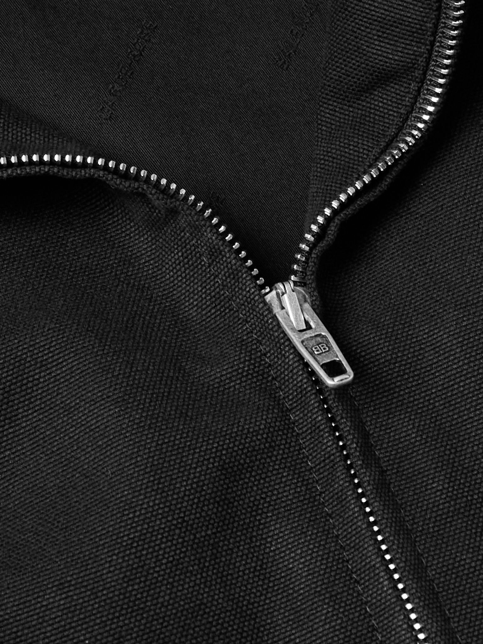 Oversized Logo-Embroidered Cotton-Canvas Zip-Up Jacket Black - 4
