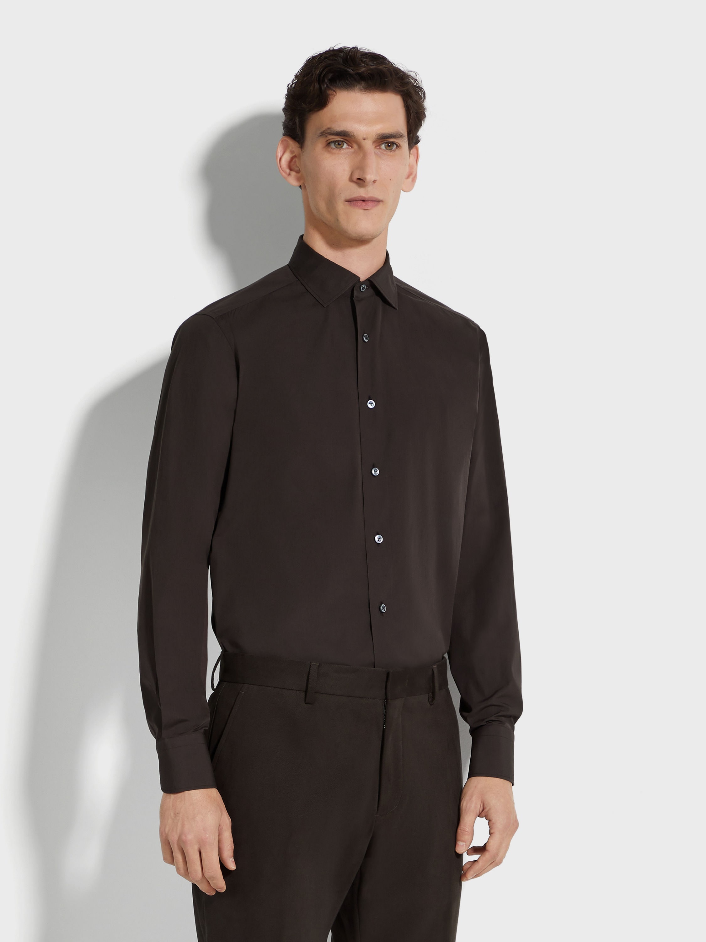 BROWN CENTOVENTIMILA COTTON SHIRT - 3