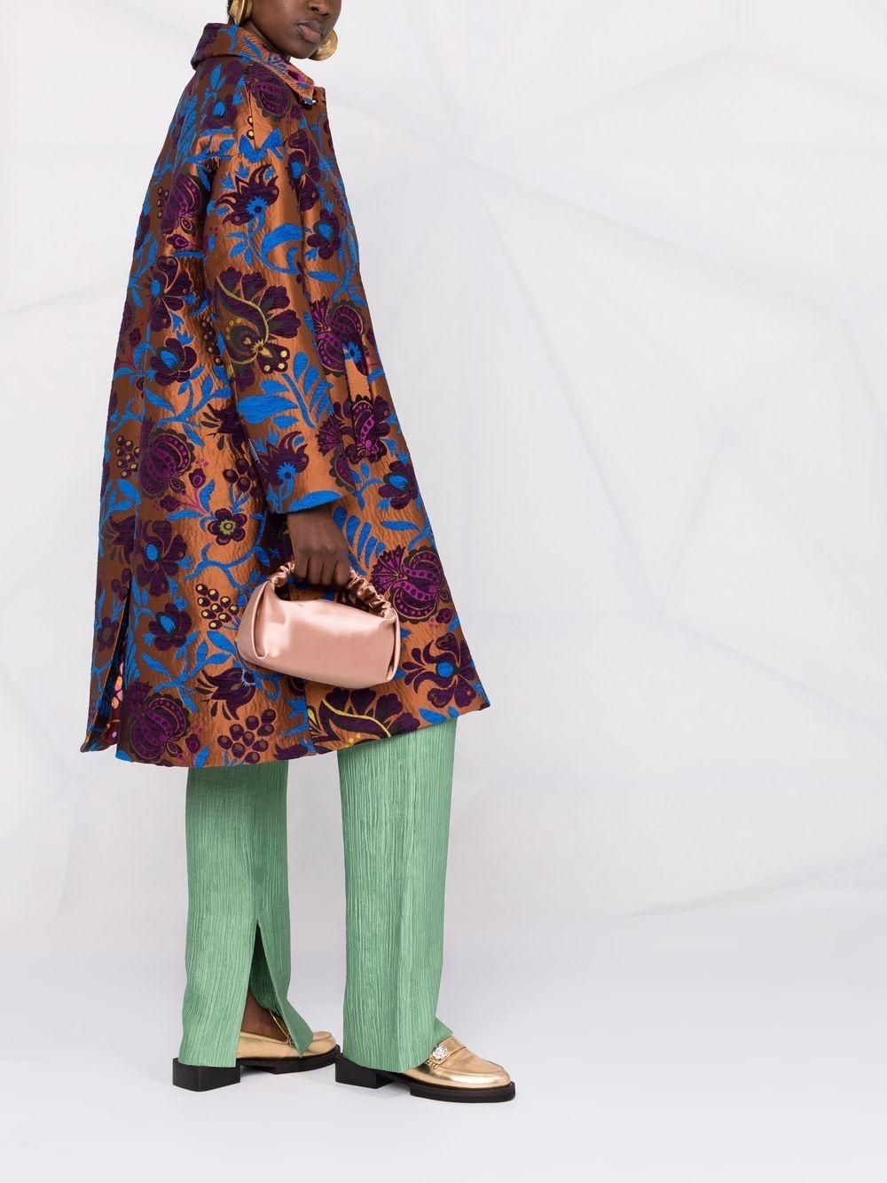 patterned-jacquard single-breasted coat - 6