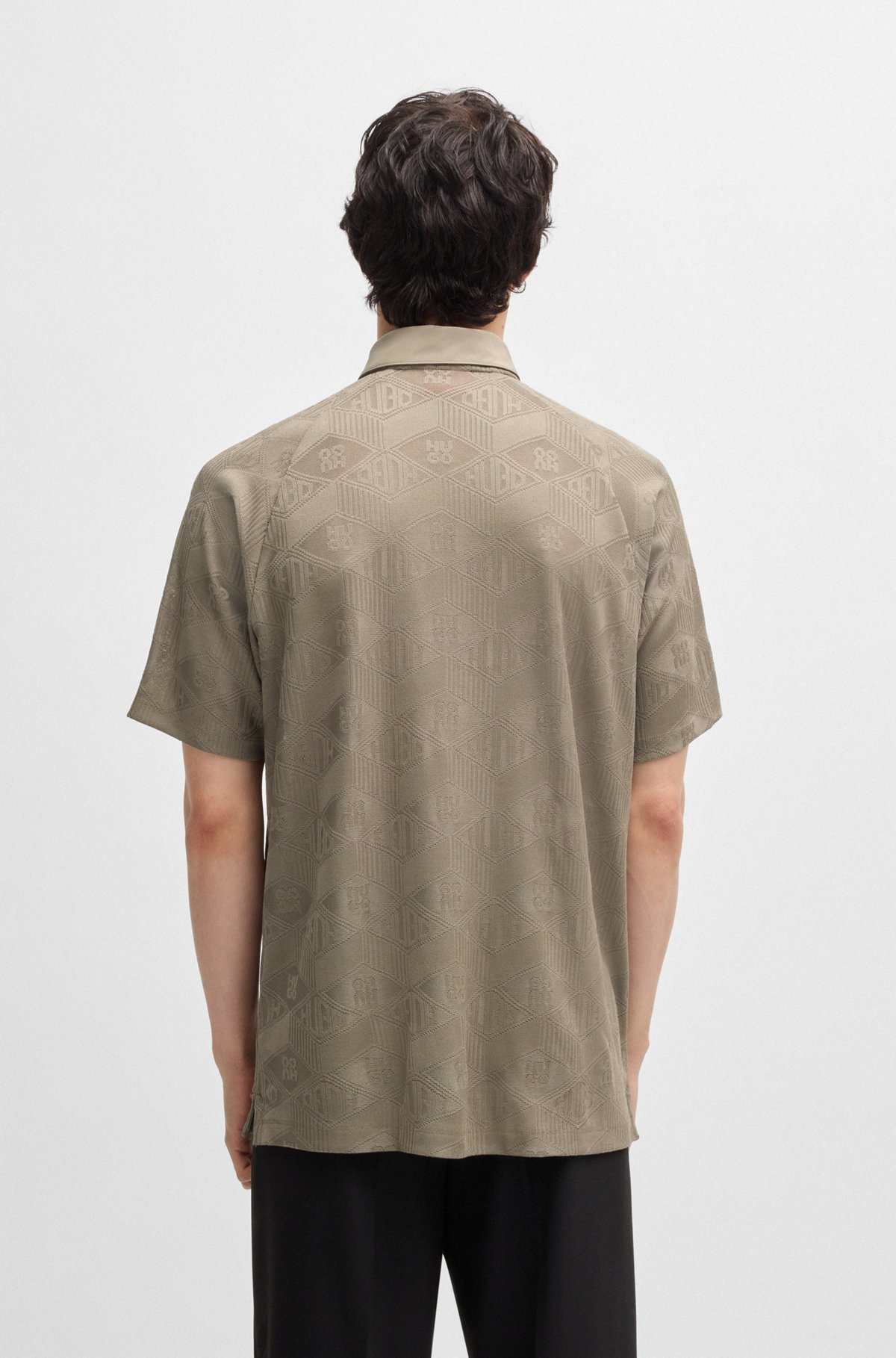 LOGO-PATTERN POLO SHIRT WITH CONTRAST PLACKET - 5