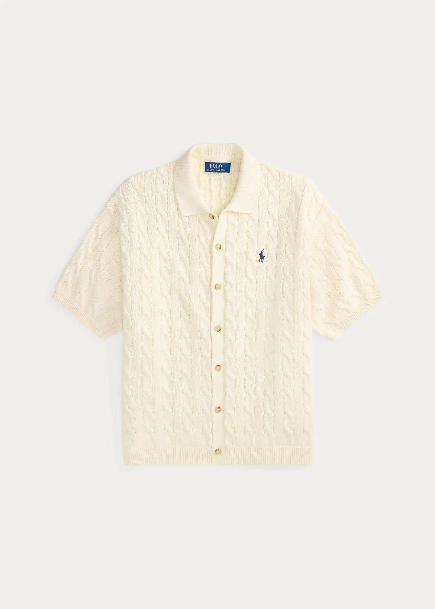Relaxed Fit Cable-Knit Cotton Sweater - 1